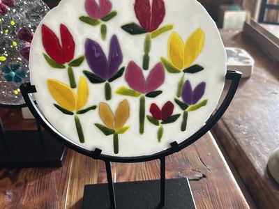 FUSED GLASS ART WITH STAND