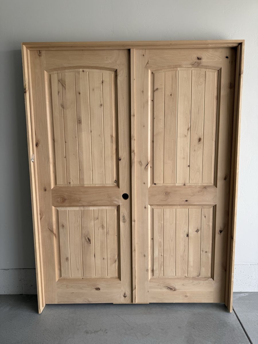 New Knotty Alder Solid Wood Double Door