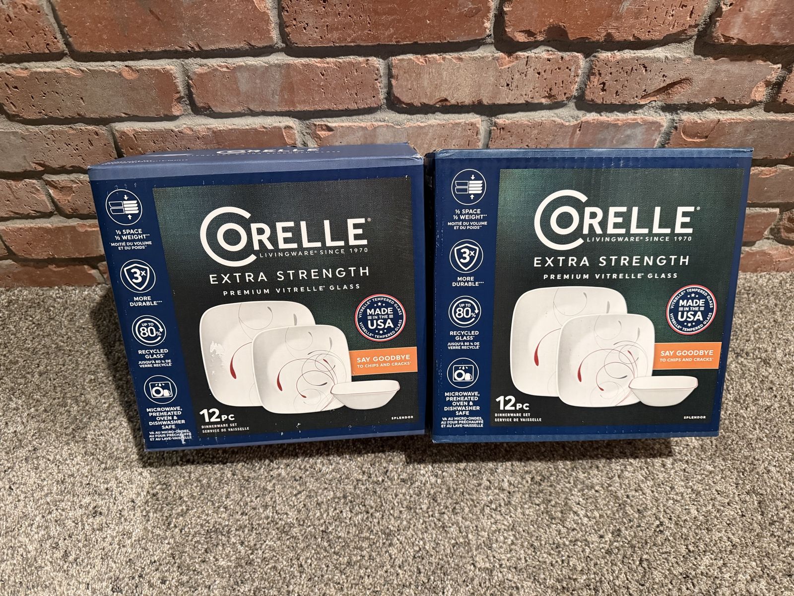 Corelle Splendor 12-Piece Dinnerware Set Extra Strength Glass (2 Boxes)