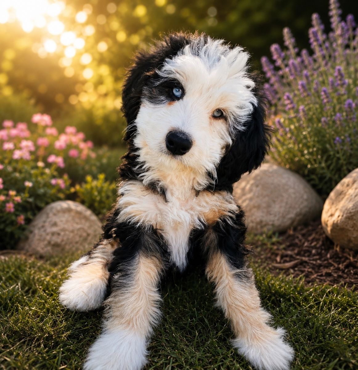 Blue-Eyed Multigenerational Bernedoodle Puppies – Alder & Sprout