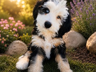 Blue-Eyed Multigenerational Bernedoodle Puppies – Alder & Sprout