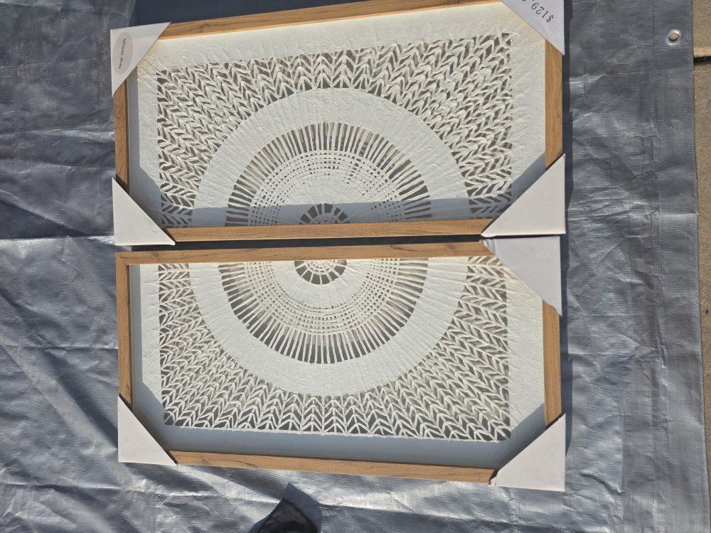Framed Intricate Paper Cutout Medallion Wall Art Set of 2