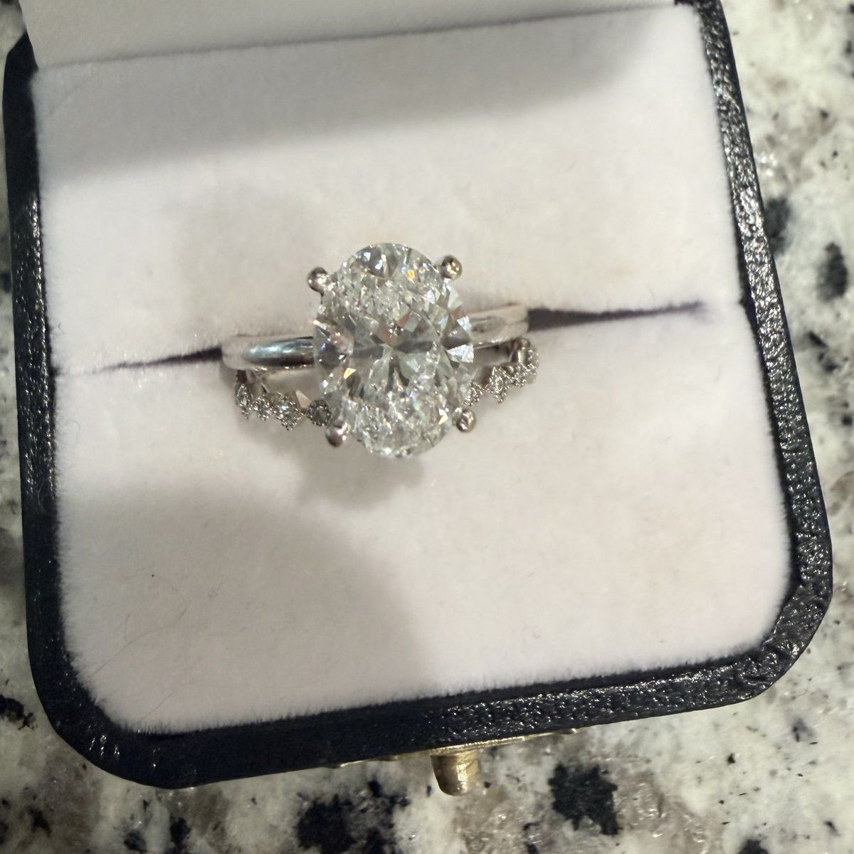 18K White Gold Solitaire Diamond Ring 3.03 Carat  Size 6 5.25g