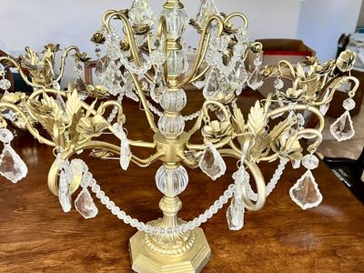 11 Piece Gold Crystal Candelabra
