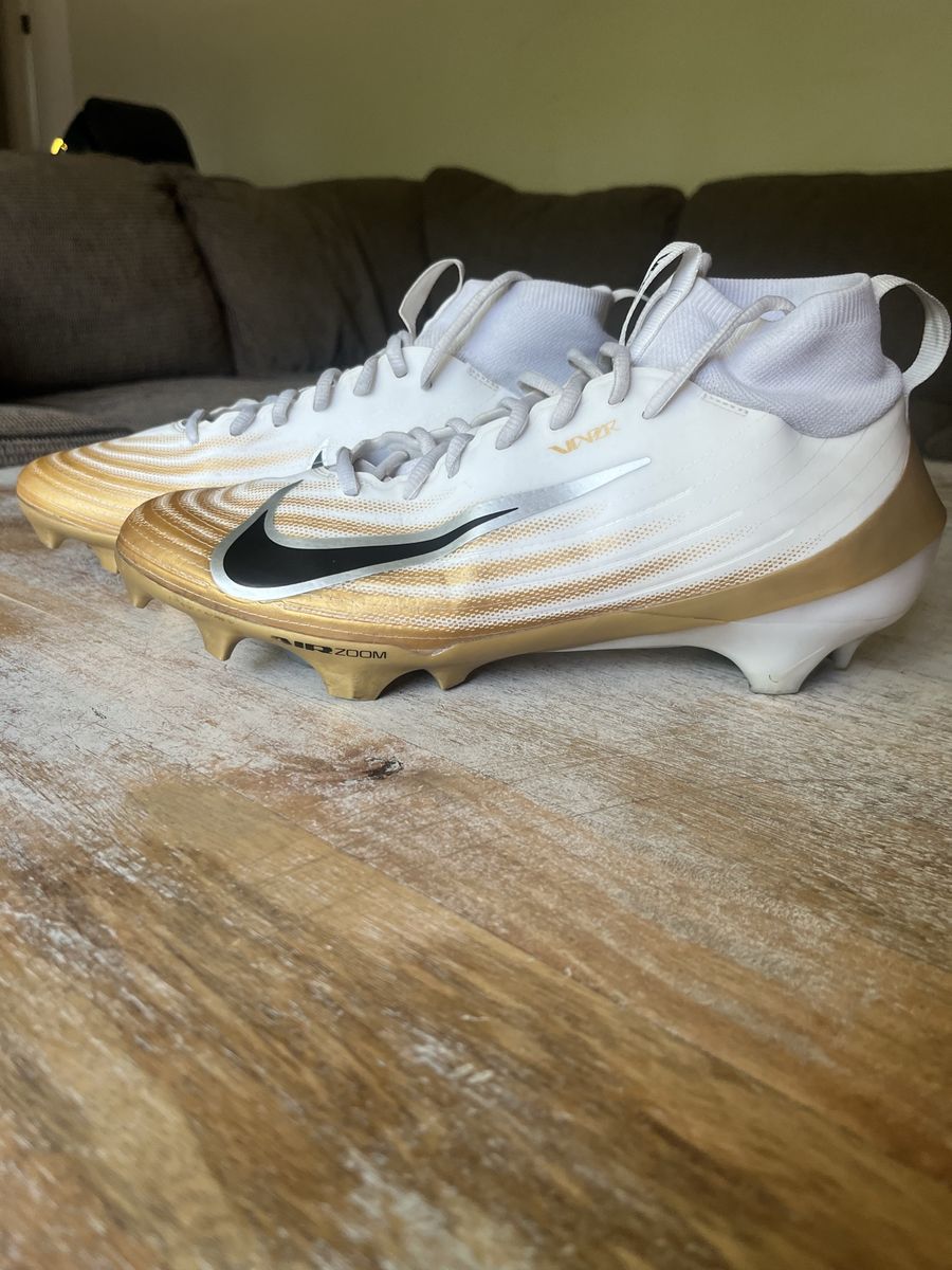 Nike Vapor Pro 1 White Gold Football Cleats Men's Size 10