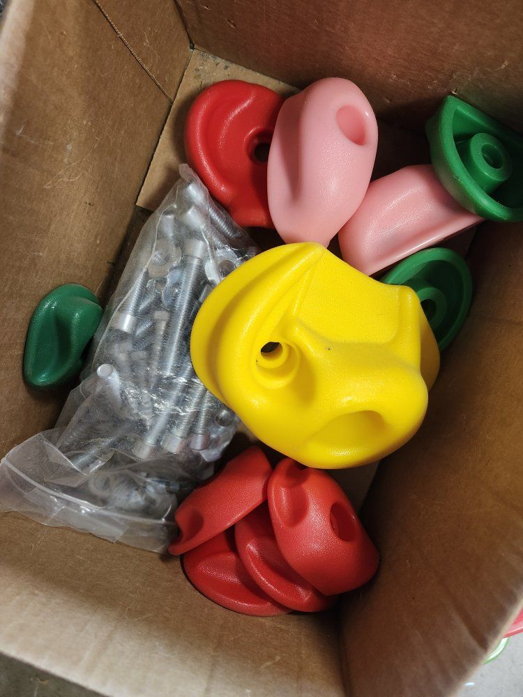 Assorted Kids Rock Climbing Wall Holds Set with Mounting Hardware