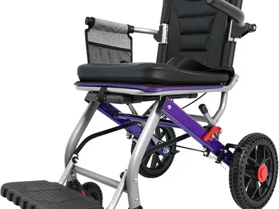 429 - 19.4lbs Ultra Lightweight Folding Wheelchair for Adults & Seniors, 12" PU Rear Wheels,