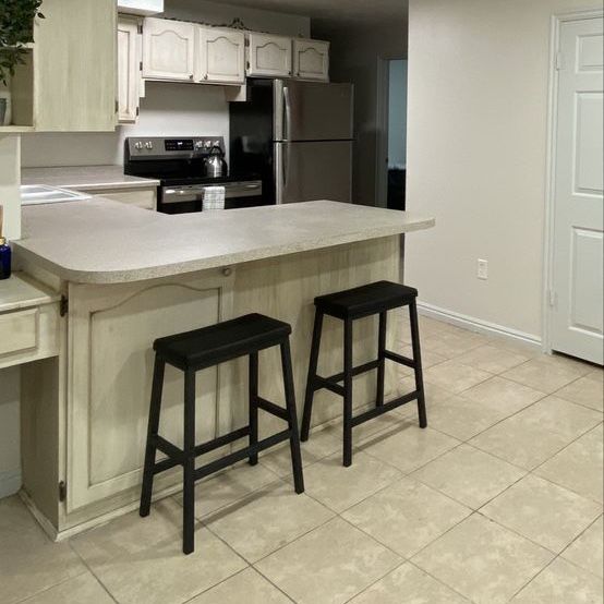 Kitchen Bar Stools - Black Metal Counter Stools (Set of 2)