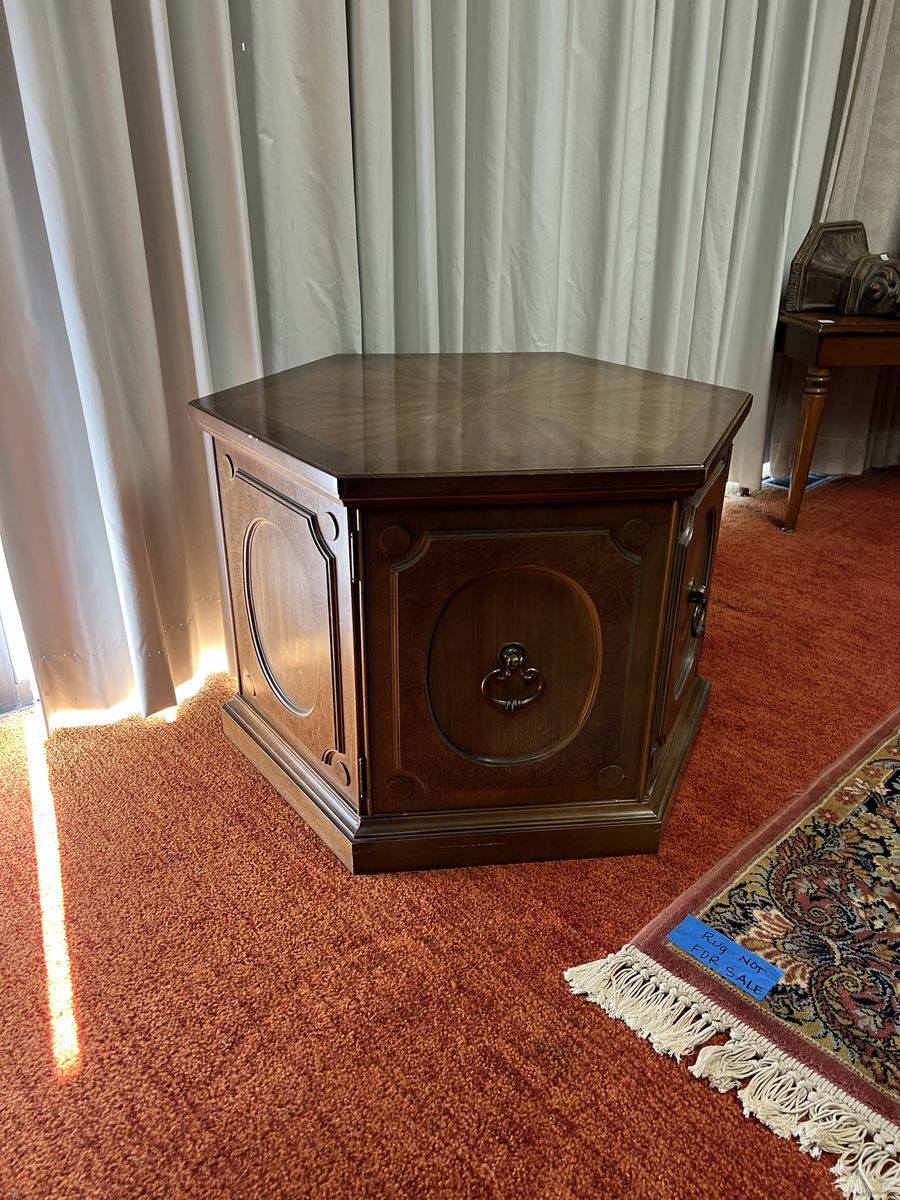 NEED GONE Vintage Hexagon Accent Cabinet End Table with Hidden Storage