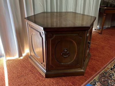 NEED GONE Vintage Hexagon Accent Cabinet End Table with Hidden Storage