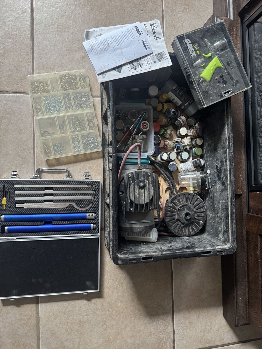 Airbrush Kit + Compressor + Craft Supplies Bundle