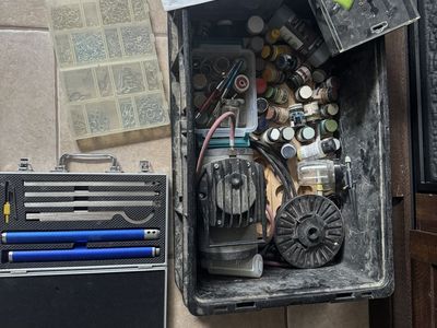 Airbrush Kit + Compressor + Craft Supplies Bundle