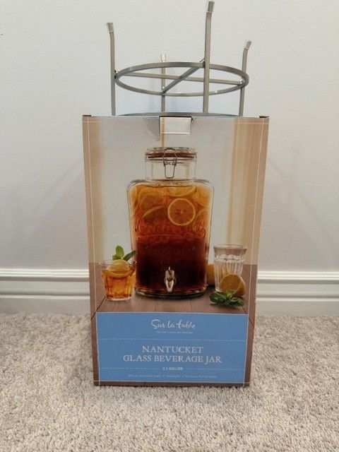 Sur La Table Glass Beverage Dispenser, 1.5 Gallon with stand