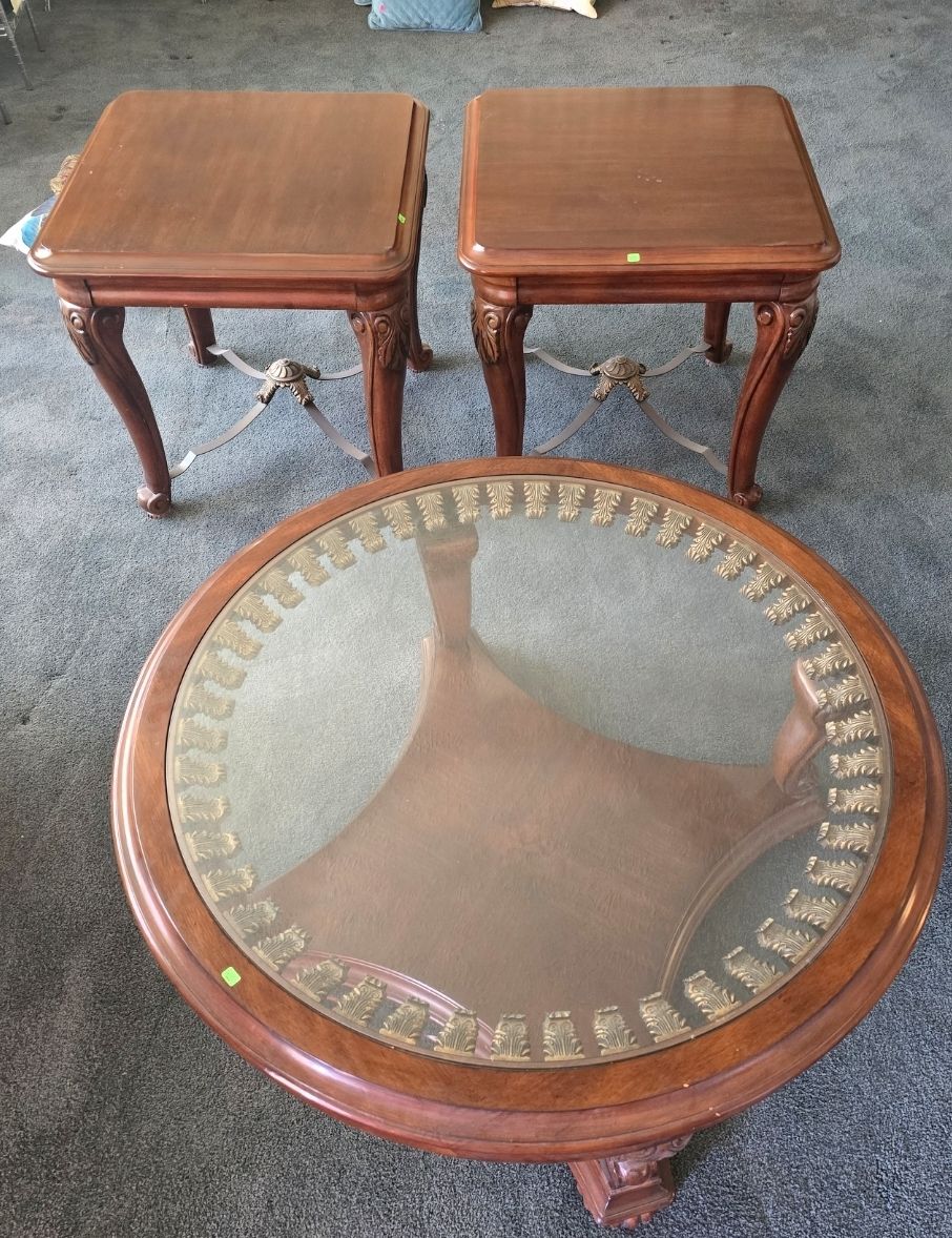 3-Piece Solid Wood Coffee & End Table Set