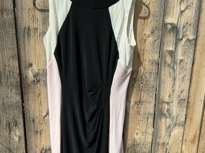 Lauren Ralph Lauren Colorblock Ruched Sheath Dress Black Pink 10