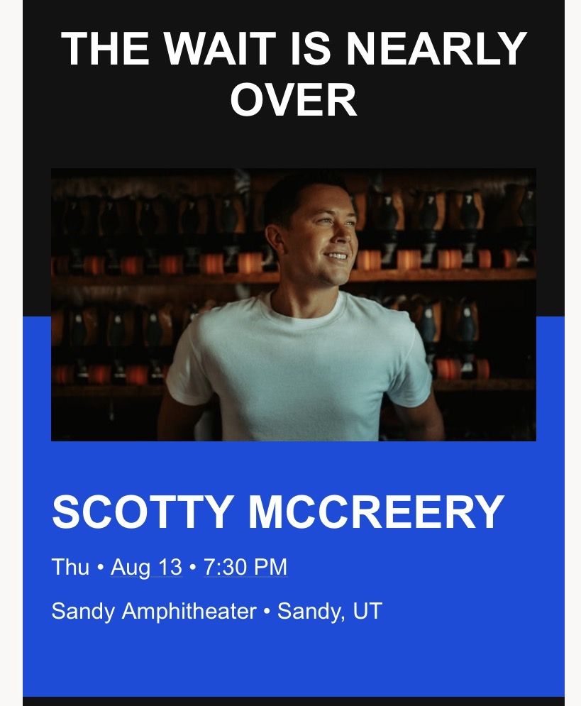 Scotty McCreery Concert Tickets - Sandy Amphitheater, Sandy UT (Aug 13, 7:30 PM)