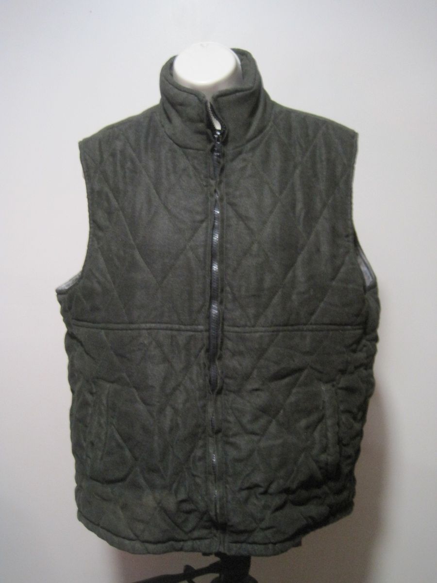 NOMAD OUTDOOR ZIP UP DIAMOND QUILTED PUFFER OLIVE GREEN VEST JACKET MEN'S MEDIUM