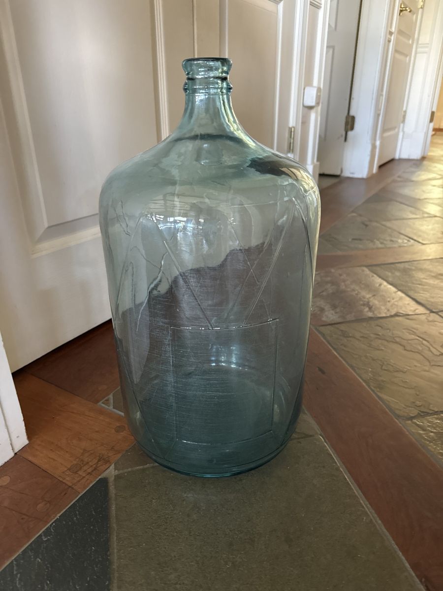 Large Vintage Glass Carboy Jug Demijohn Bottle Blue-Green