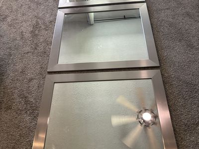 3 Modern 32" x 36" Brushed Nickel Framed Wall Mirrors - Excellent Condition, Beveled Edge