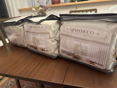 QJMYDECO Light Filtering Curtain Series, 100% Blackout Curtains, New, Beige (“ milk tea” color) 84” long. 3 Packages available
