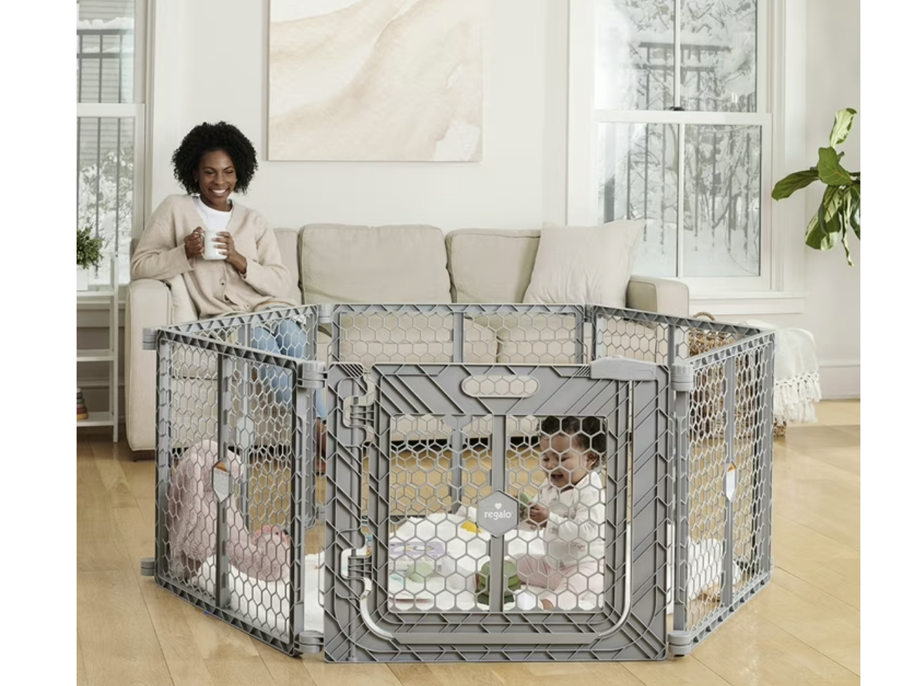 New in BoxGray Superwide Plastic Gate & 2-in-1 Play Yard with Door