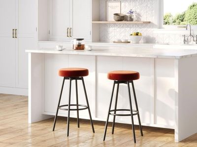 Walker Edison Bar Stools, Metal, Faux Velvet