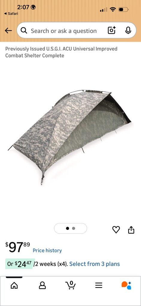 (2) Military 1 Person tents