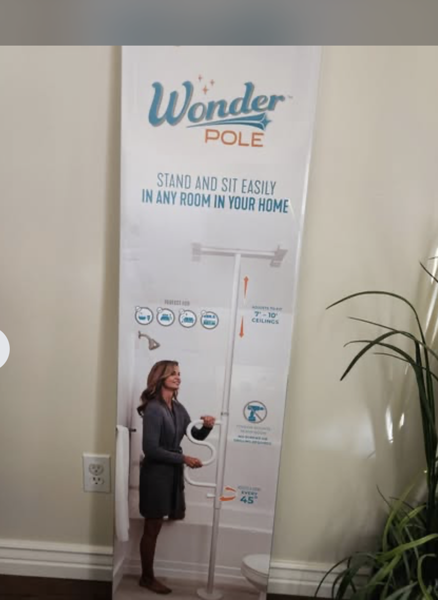Pole to aid in standing up from chair, sofa and etc.