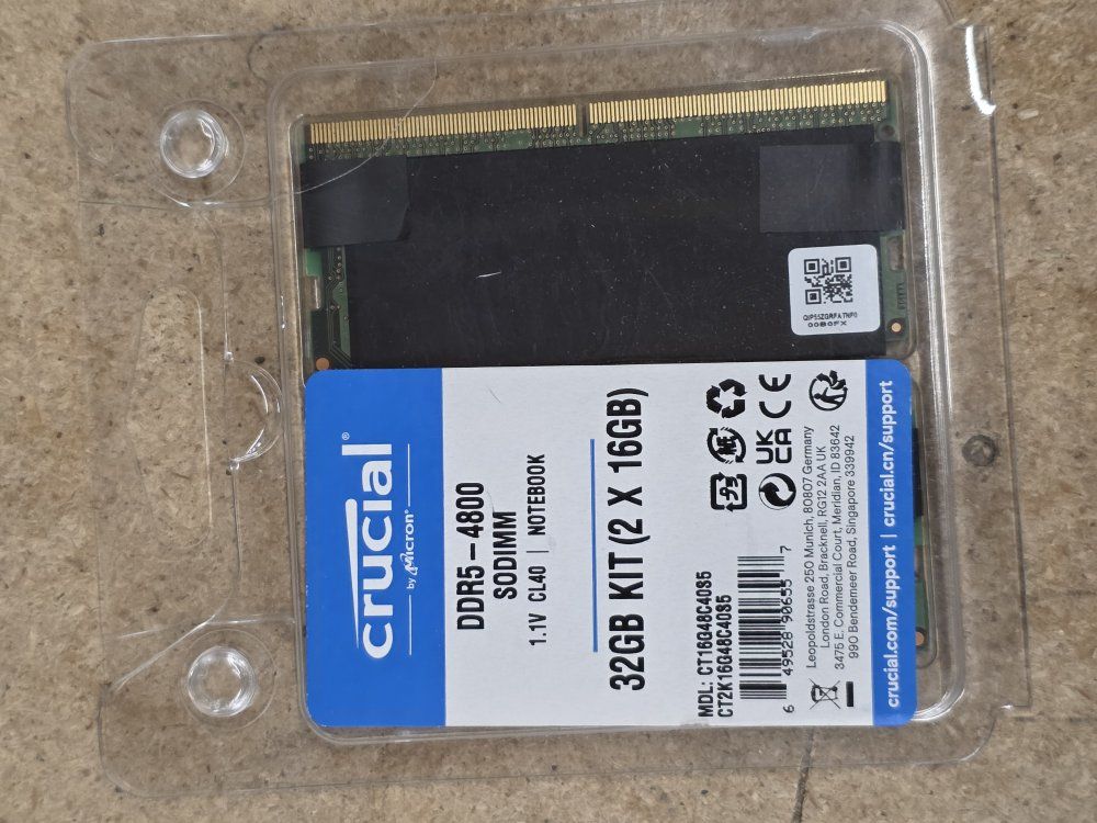 Crucial 32GB DDR5-4800 SODIMM RAM