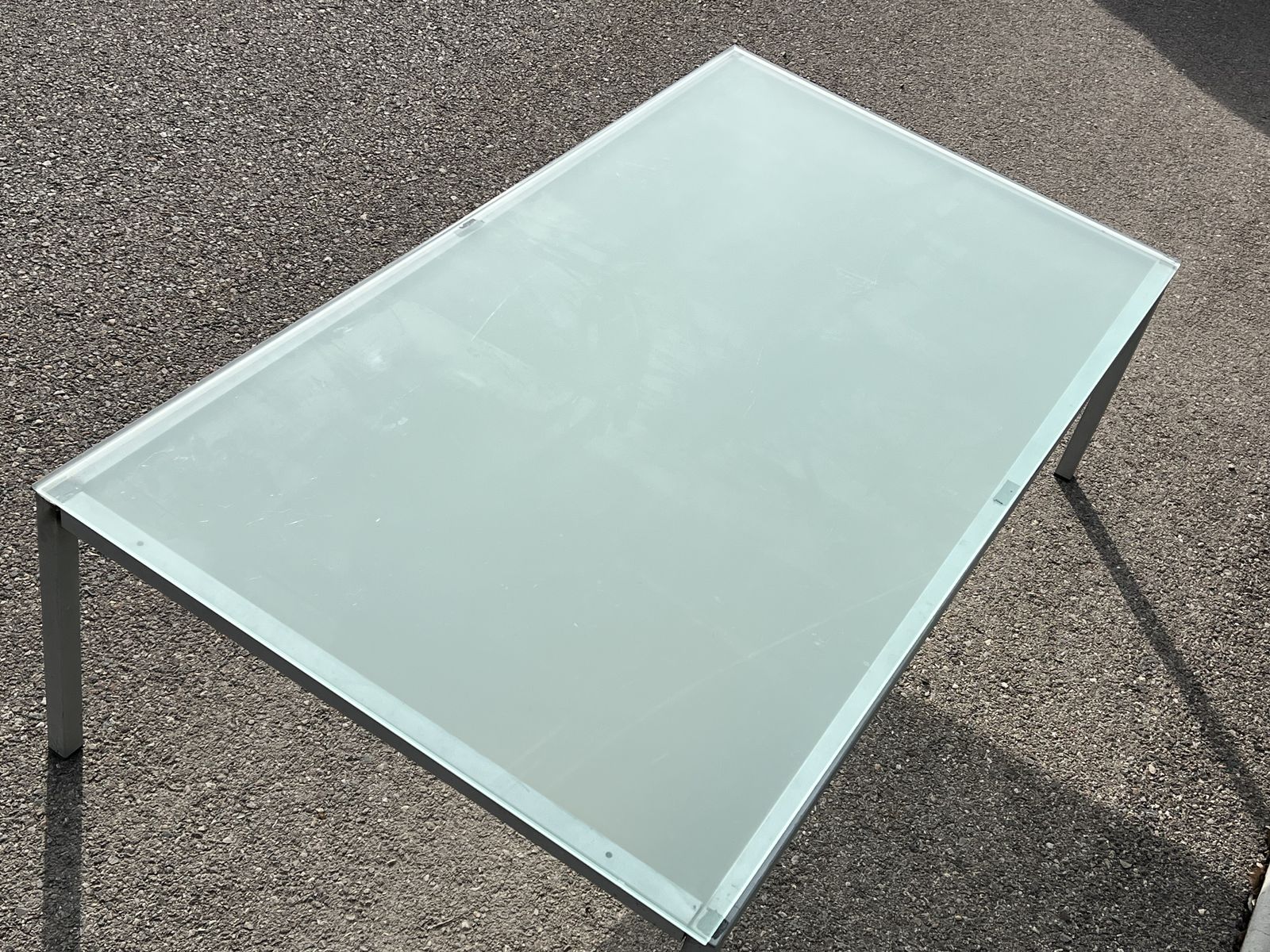 Glass and Metal Contemporary Coffee Table