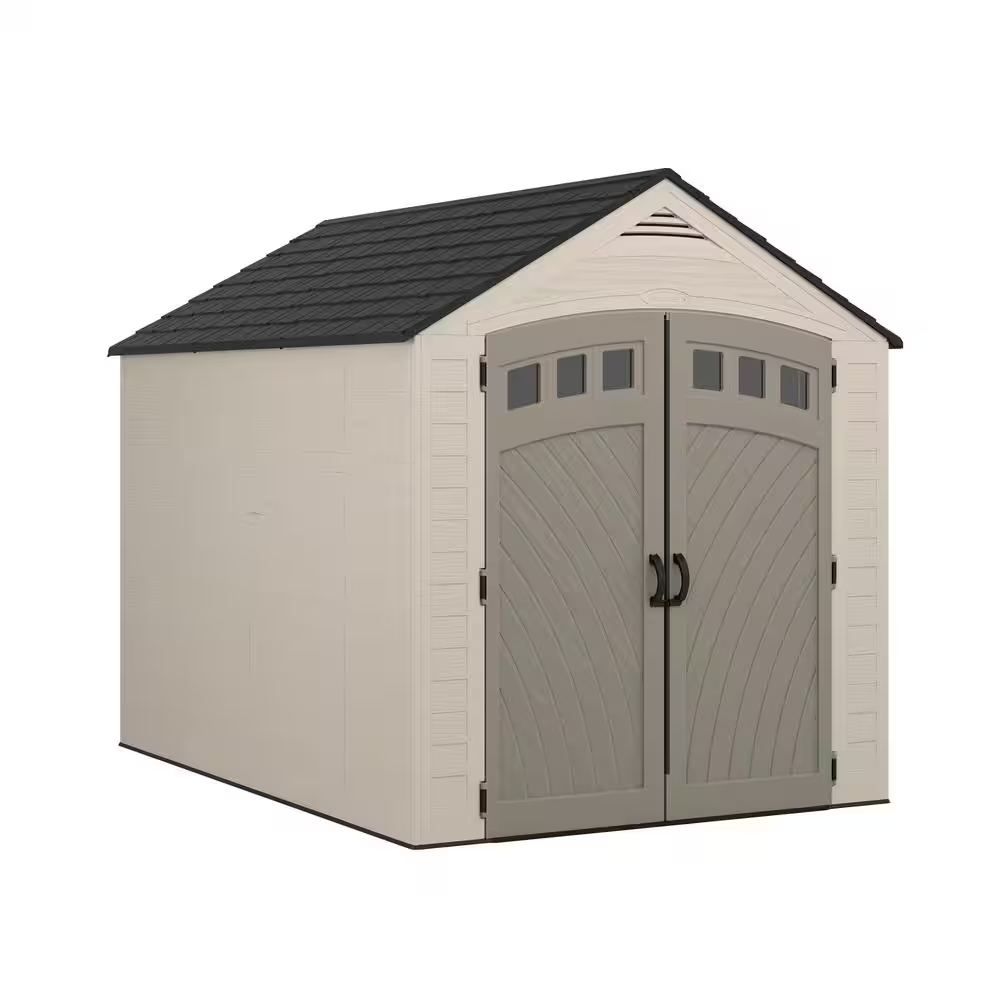 Vista 7 ft. W x 10 ft. D Plastic Resin Storage Shed with Floor (74 sq. ft.) in Colonnade (Beige)