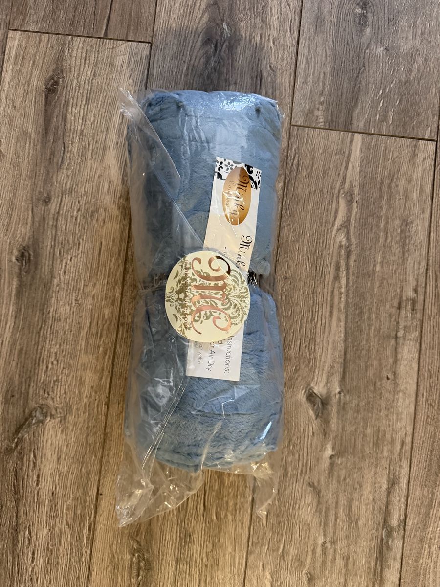 NEW in package! Minky Couture Baby Blanket Light Blue Travel Size