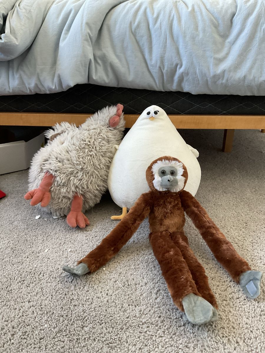 Assorted Stuffed Animals Plush Toys Lot - Orangutan, Chicken, White Bird