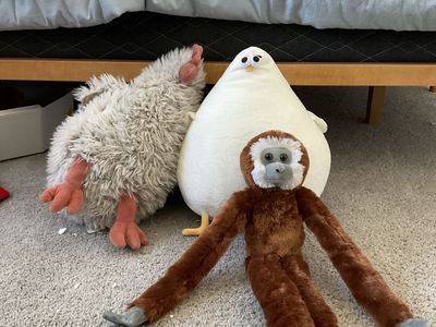 Assorted Stuffed Animals Plush Toys Lot - Orangutan, Chicken, White Bird