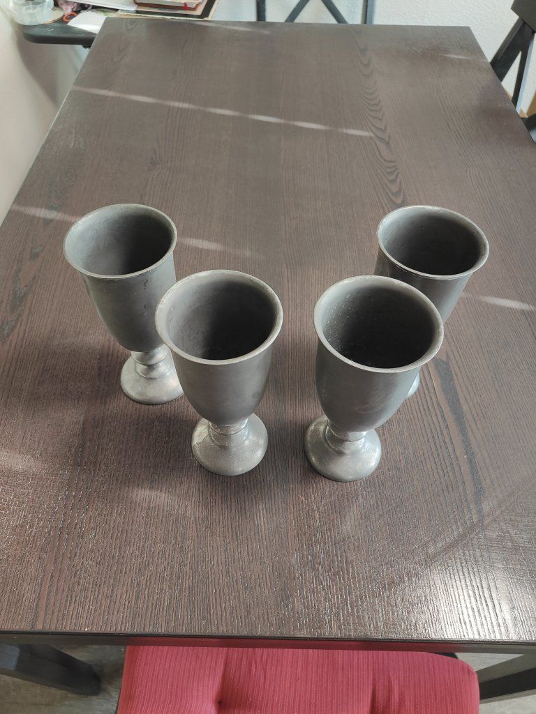 Pewter goblets, very fancy