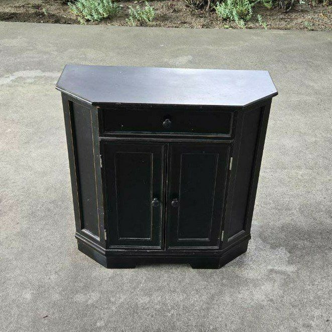 Black Wooden Side Accent Entry Table Cabinet 1 Drawer