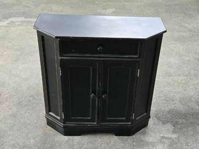 Black Wooden Side Accent Entry Table Cabinet 1 Drawer