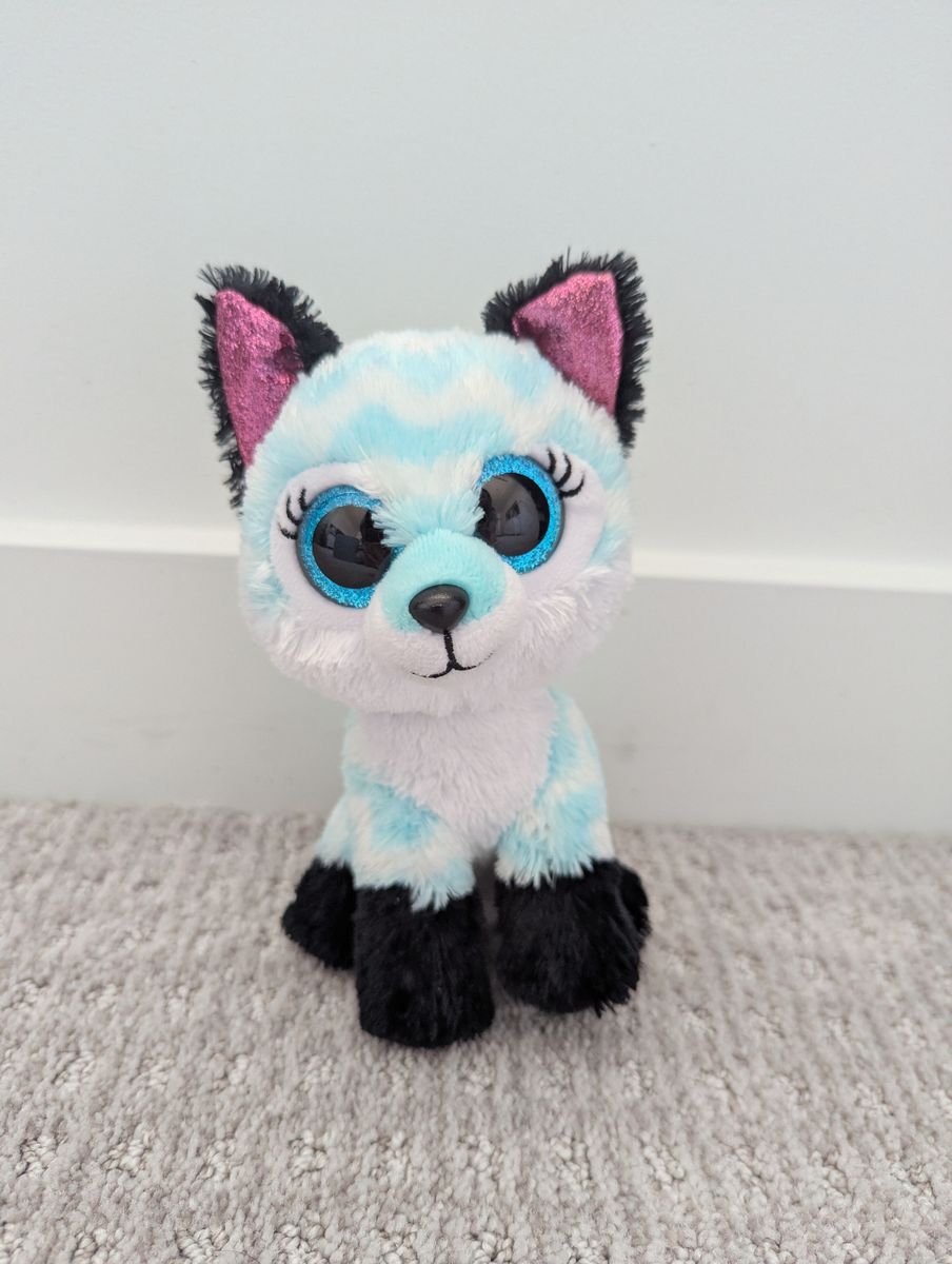 TySilk Beanie Boo Turquoise Blue Zig Zag Fox - Atlas