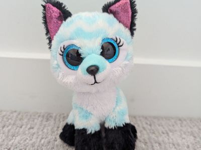 TySilk Beanie Boo Turquoise Blue Zig Zag Fox - Atlas