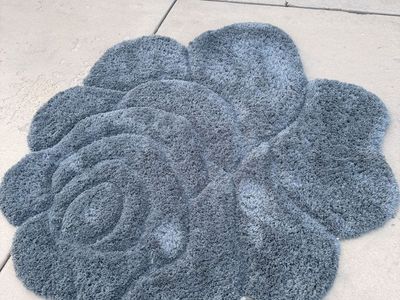 6FT Blue Rose Fluffy Rug