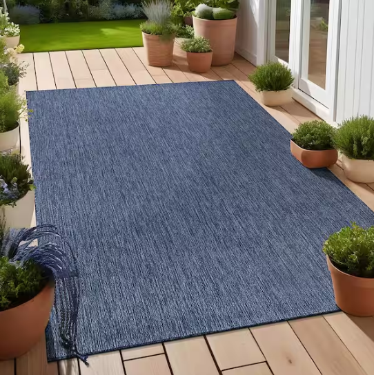5 X 7 Azure Aloha Washable Solid Indoor Outdoor Area Rug