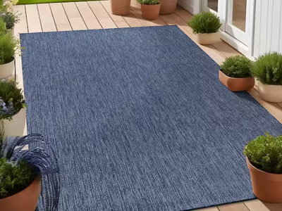 5 X 7 Azure Aloha Washable Solid Indoor Outdoor Area Rug