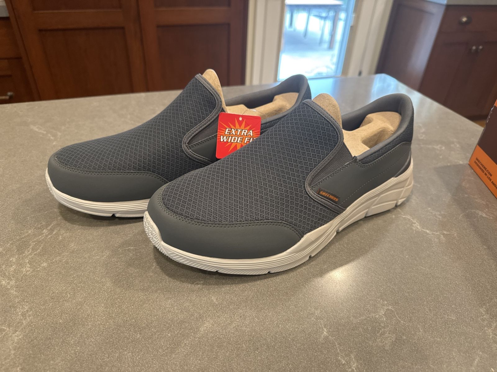 Skechers Relaxed Fit Men's Size 13 Extra Wide Fit Grey and black Slip On Shoes 2 pairs