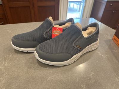 Skechers Relaxed Fit Men's Size 13 Extra Wide Fit Grey and black Slip On Shoes 2 pairs