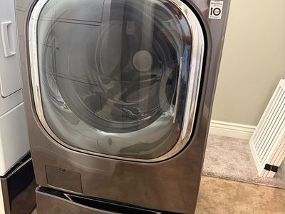 LG Front Load Washing Machine with Pedestal Storage Drawer - Graphite Steel