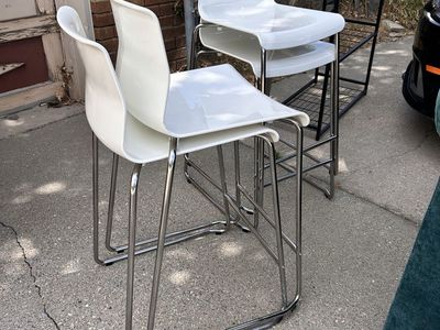 Set of 4 IKEA white high bar stool chairs