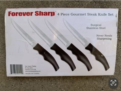 Forever Sharp 4-Piece Gourmet Steak Knife Set - Surgical Stainless Steel