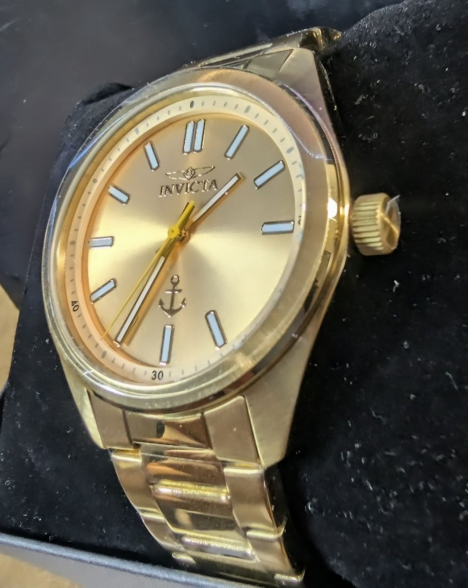 Invicta Gold-Tone Analog Watch with Anchor Dial
