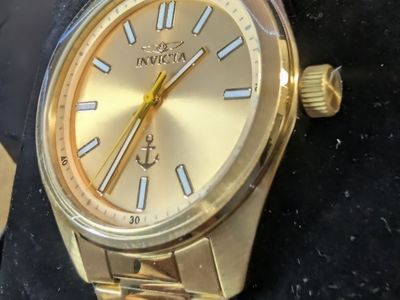 Invicta Gold-Tone Analog Watch with Anchor Dial