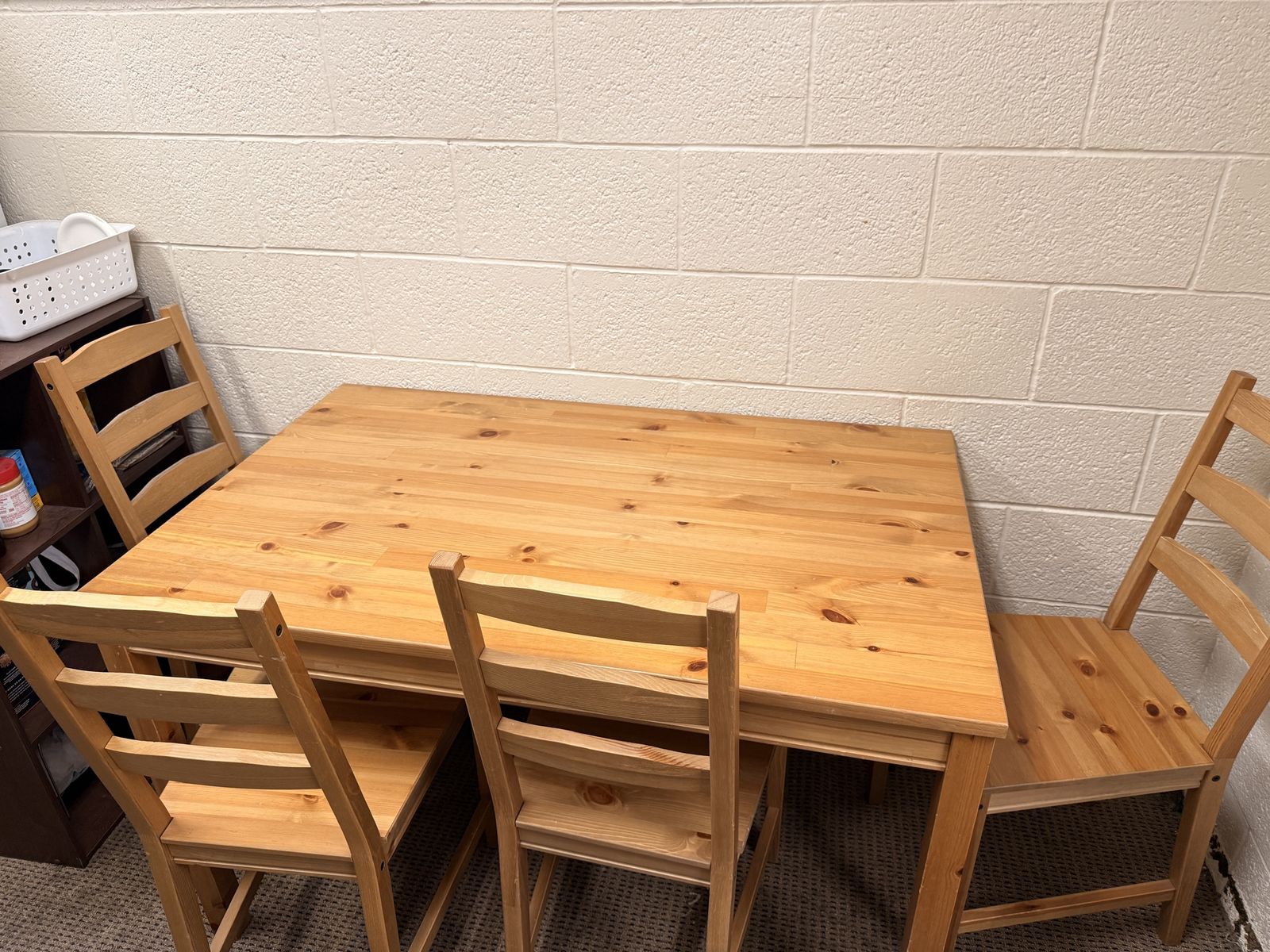 IKEA Lerhamn Dining Table & 4 Chairs - Light Wood, Compact Design